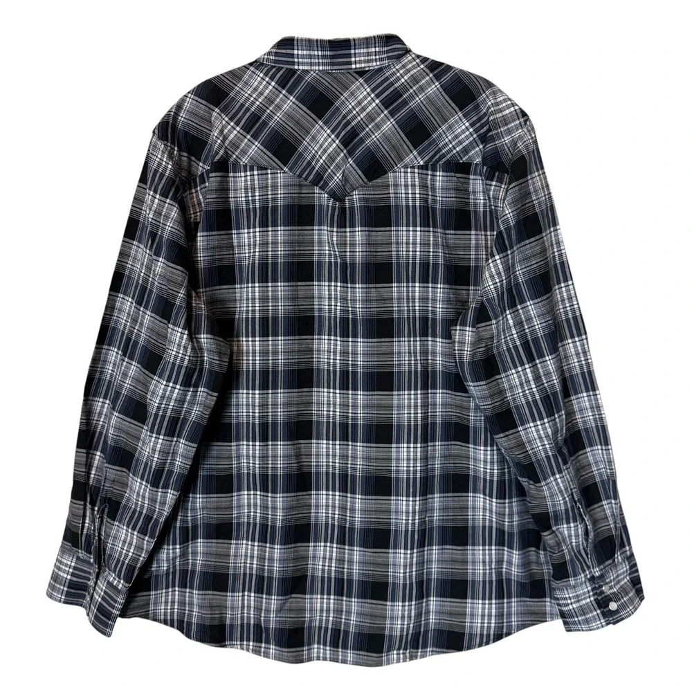Levi's Shirt Mens 2XL Blue Plaid Long Sleeve Western Pearl Snap Front Casual Top